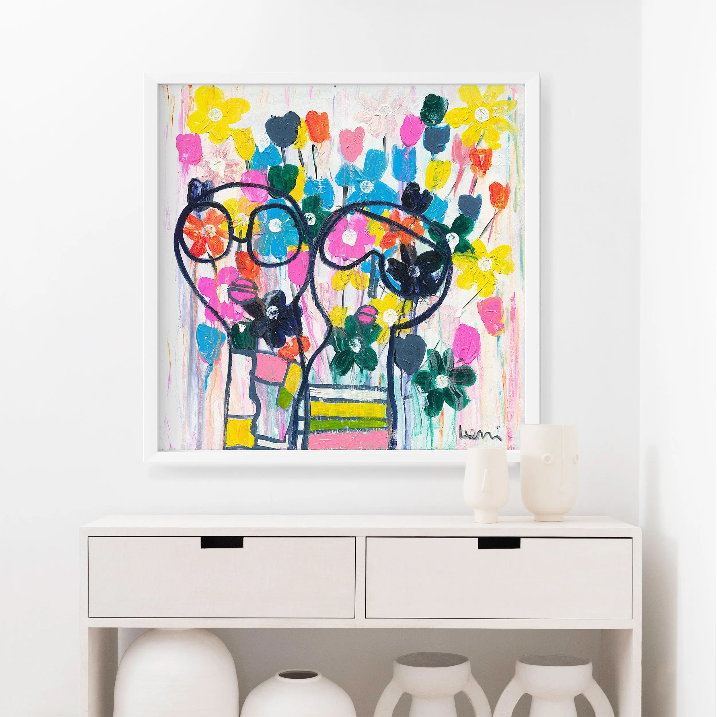She Wears Flowers In Her Hair Art Print