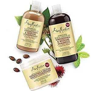 Shea Moisture Jamaican Black Castor Oil Combination Pack – Strengthen, Grow & Restore – Shampoo, 16.3 Oz, Conditioner 13 Oz. & Leave-In Conditioner 16 Oz
