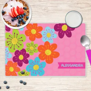 Shiny Bold Flowers Personalized Kids Placemat