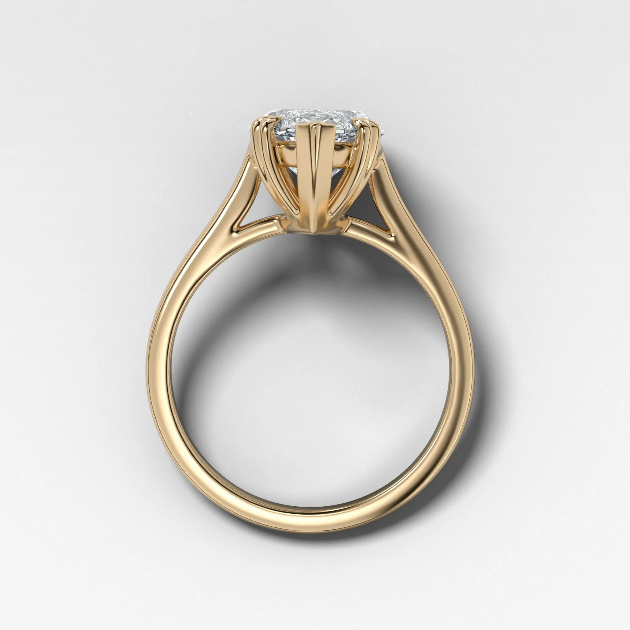 Signature Cathedral Solitaire Engagement Ring With Marquise Cut Diamond(North South)