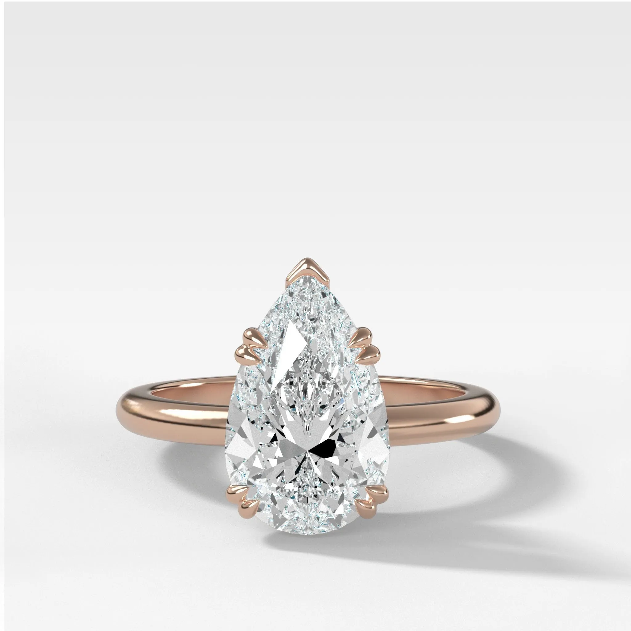 Signature Cathedral Solitaire Engagement Ring With Pear Cut Diamond