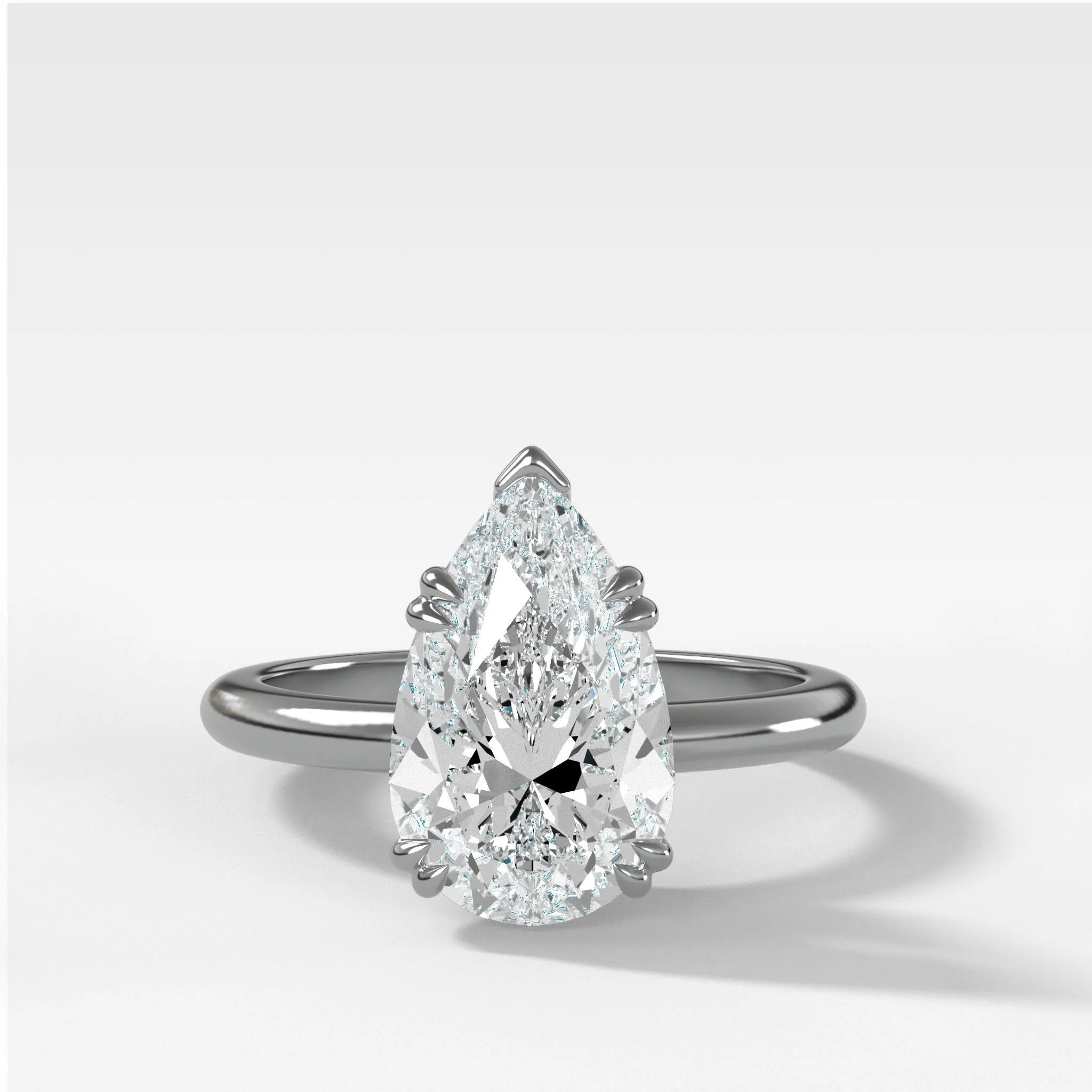 Signature Cathedral Solitaire Engagement Ring With Pear Cut Diamond