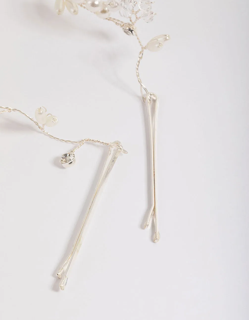 Silver Diamante & Pearl Hair Drape