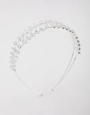 Silver Double Leaf Row Headband