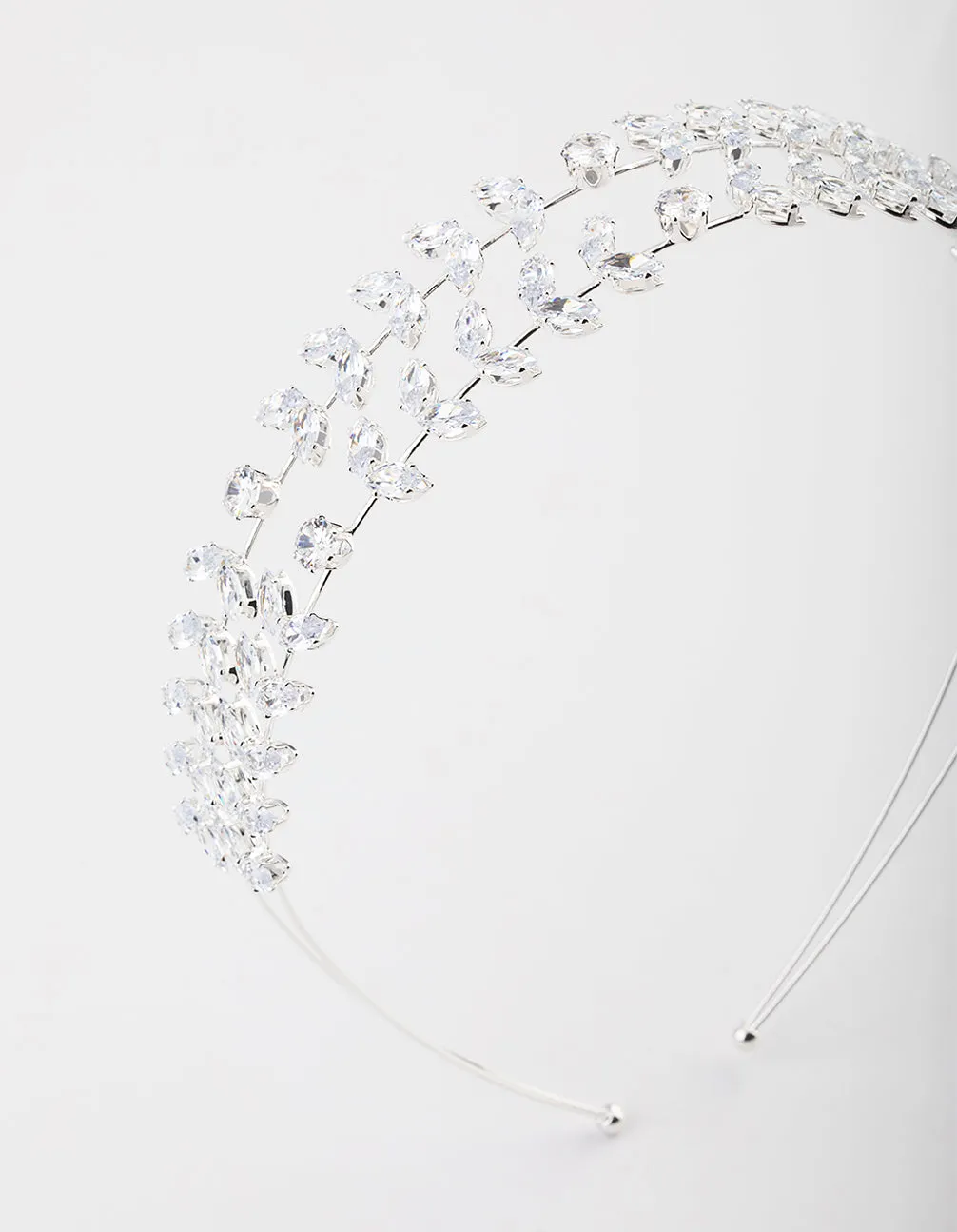 Silver Double Leaf Row Headband
