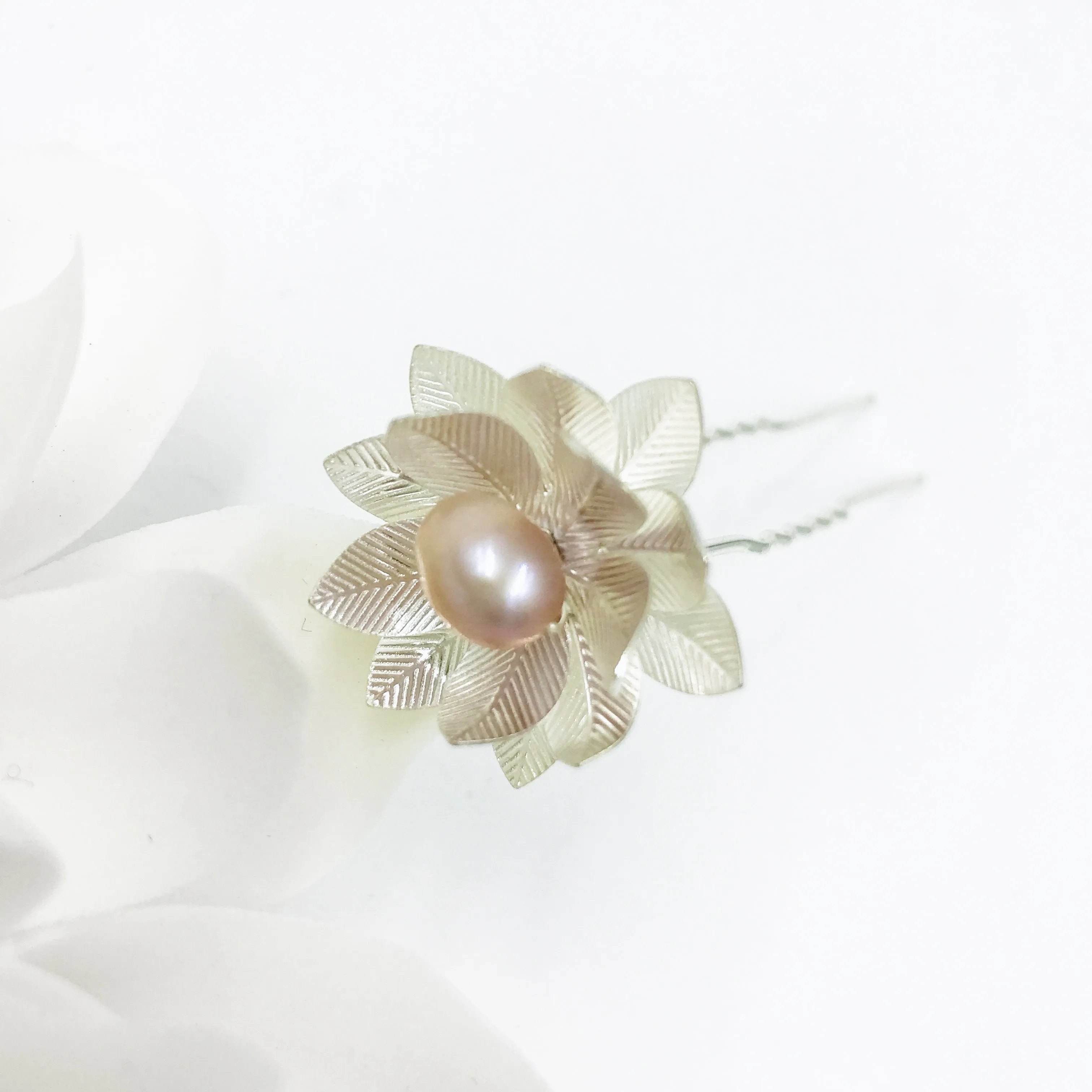 Silver Lotus Hair Pin