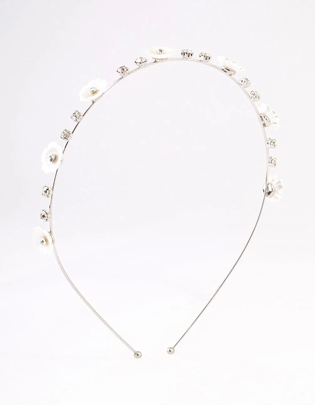 Silver Pearly Diamante Flower Headband