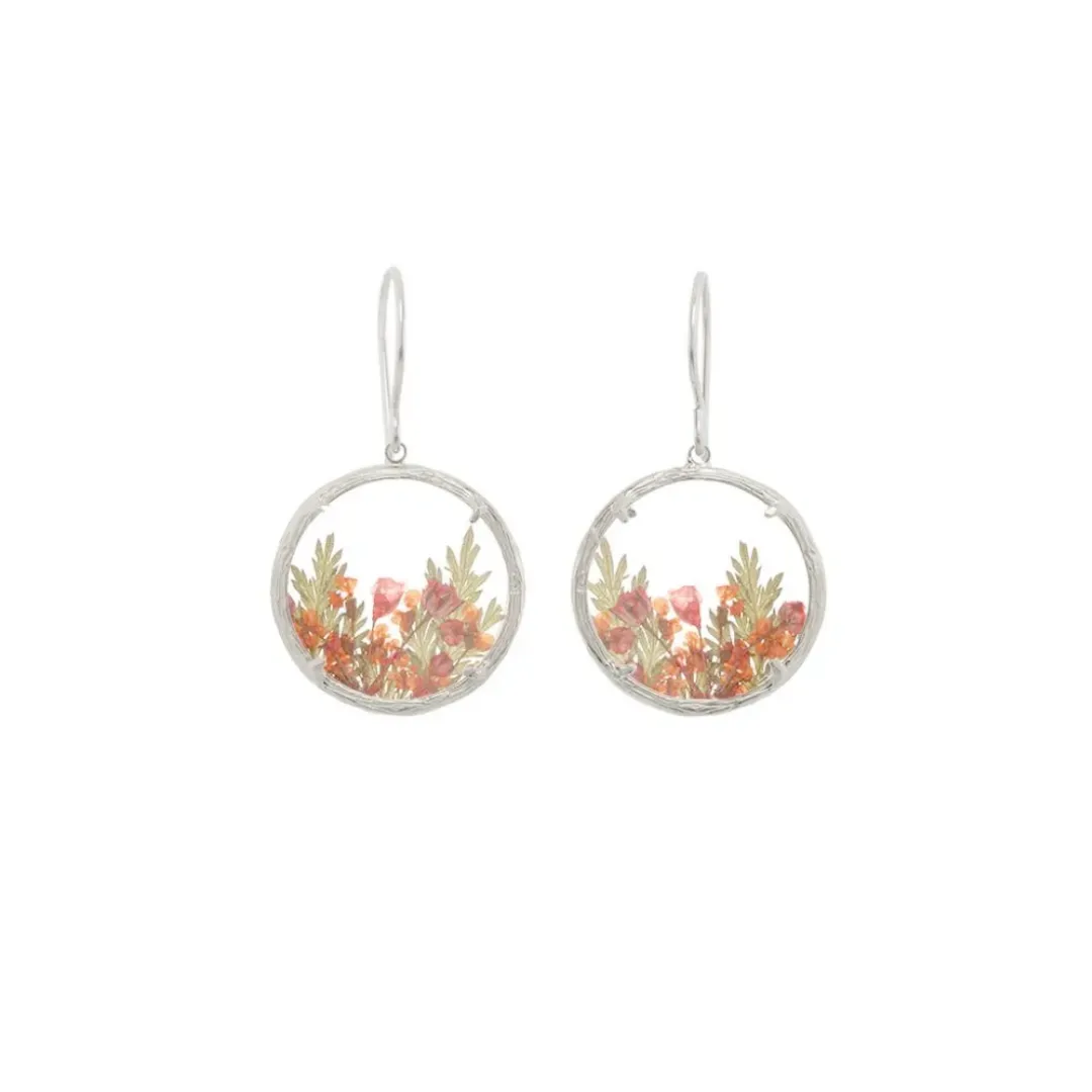 Small Red & Orange Silver Earrings