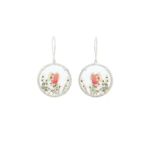 Small Silver Orange Hearts Earrings in Silver