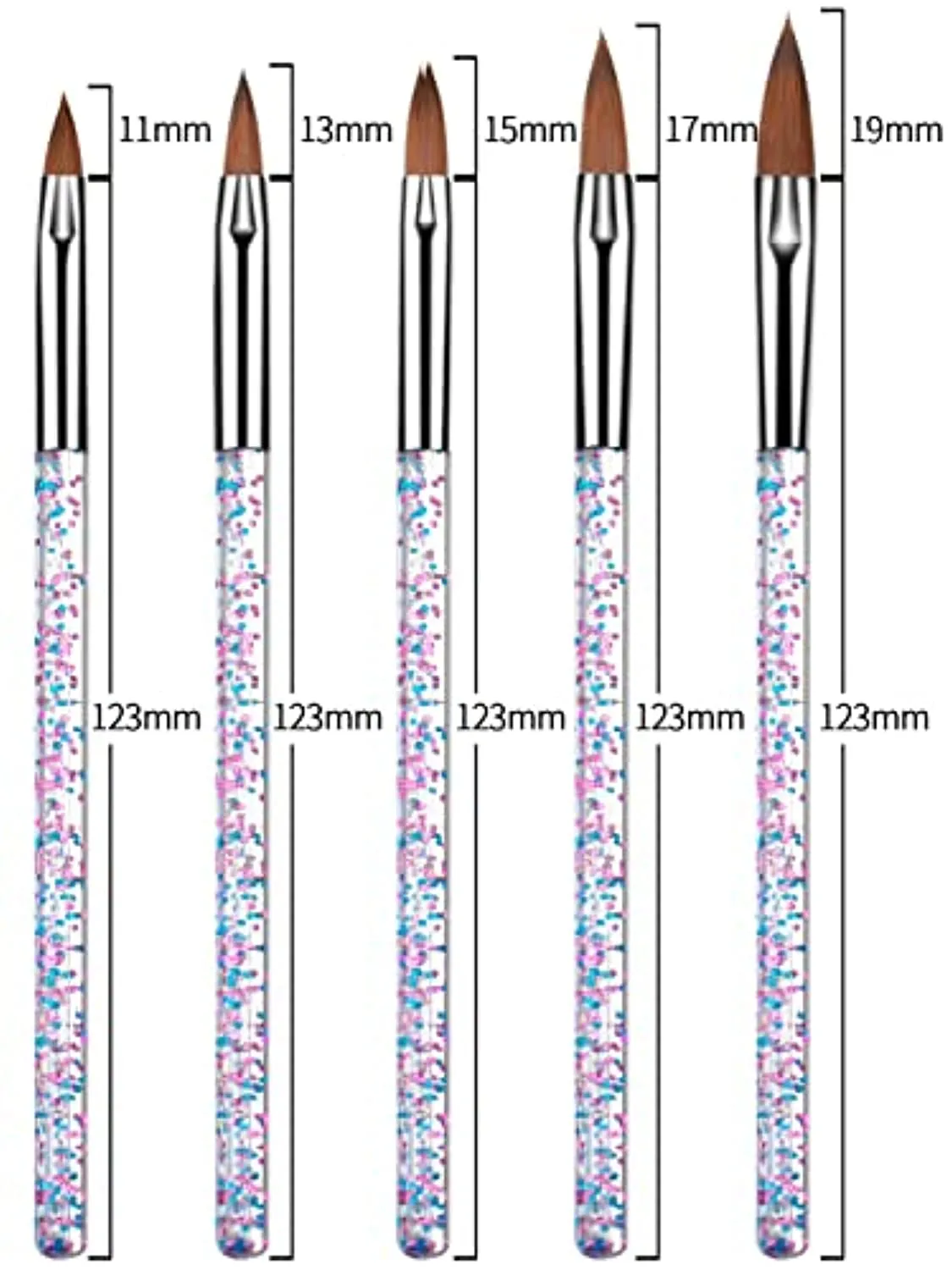 Spearlcable 8 Pieces Acrylic Nail Brush Set Nail Art Liner Brushes Gel Polish Painting Design Pen Rhinestone Handles for Nail Salon Home DIY (A)