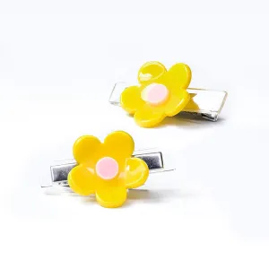 SPR24- Sweet Flower Yellow Hair Clips