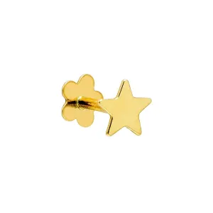 Star Threaded Stud Earring 14K