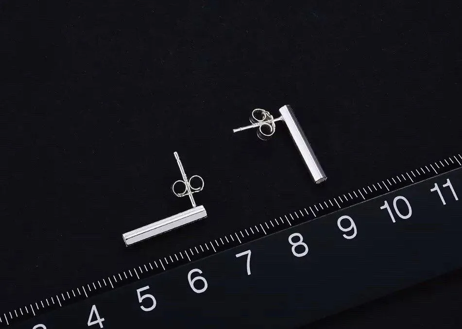 Sterling Silver Geometric Bar Earrings