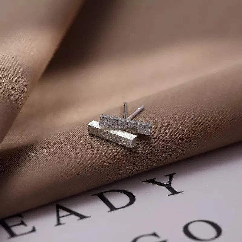 Sterling Silver Geometric Bar Earrings