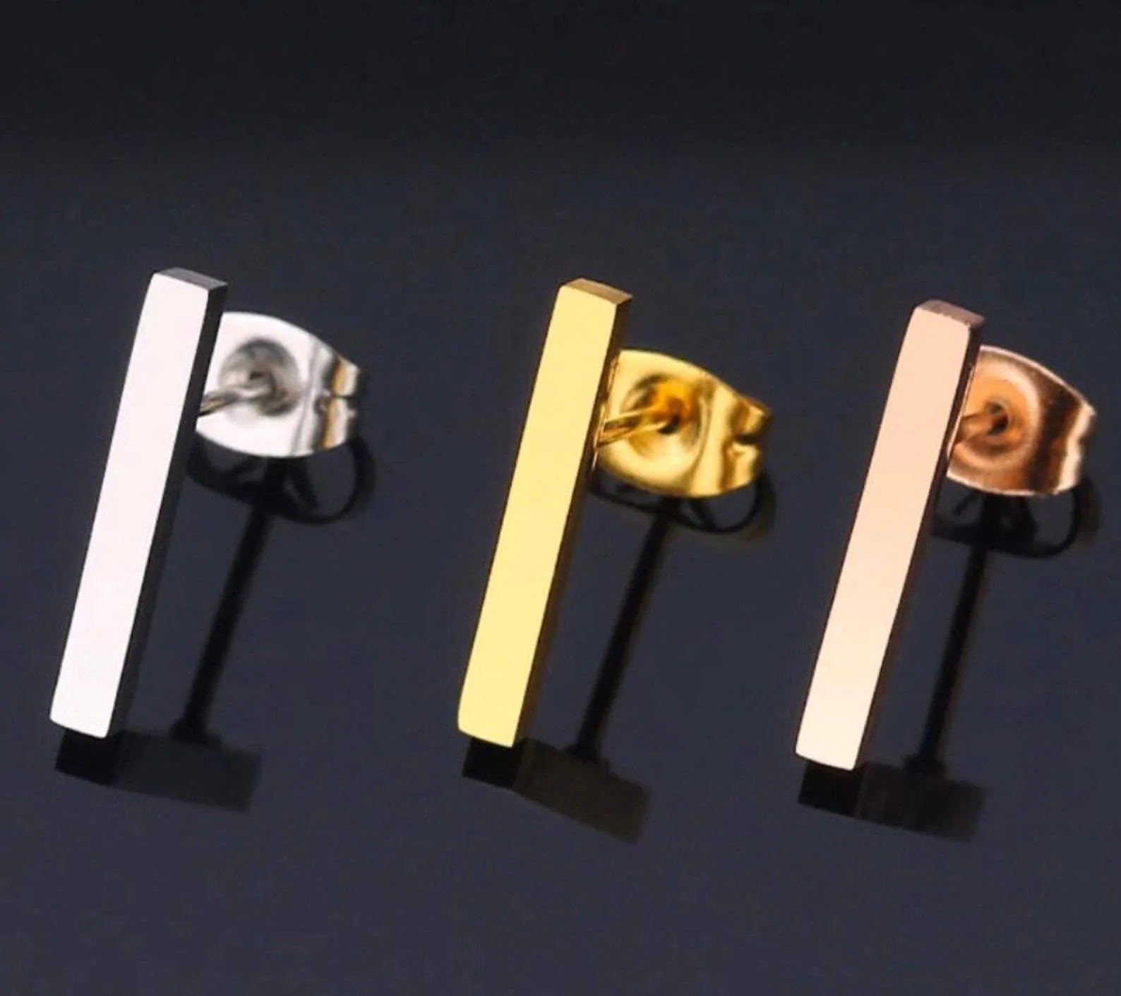 Sterling Silver Geometric Bar Earrings