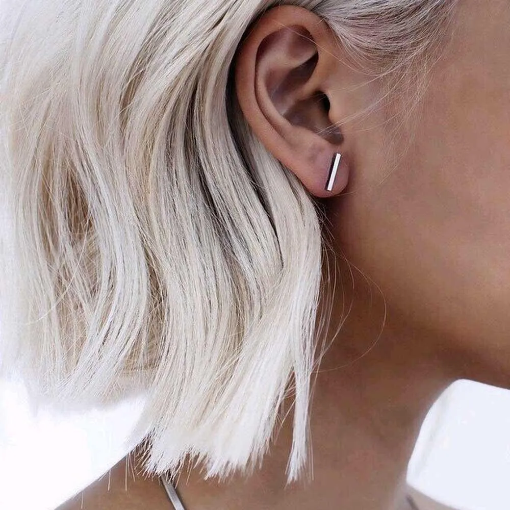Sterling Silver Geometric Bar Earrings