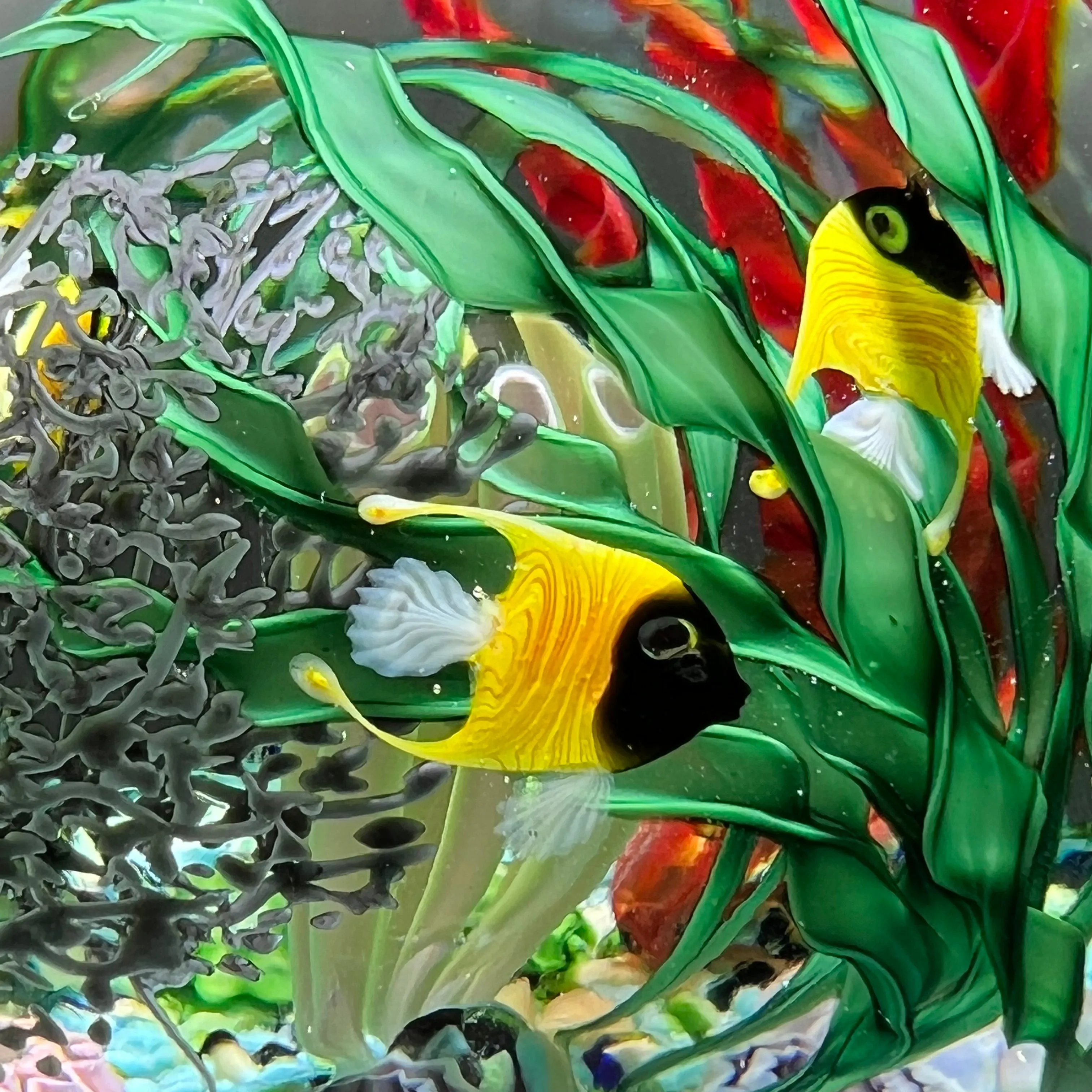 Steven Lundberg 1996 Huge Multilayered Torchwork Coral Reef Orb Glass Art Sculpture