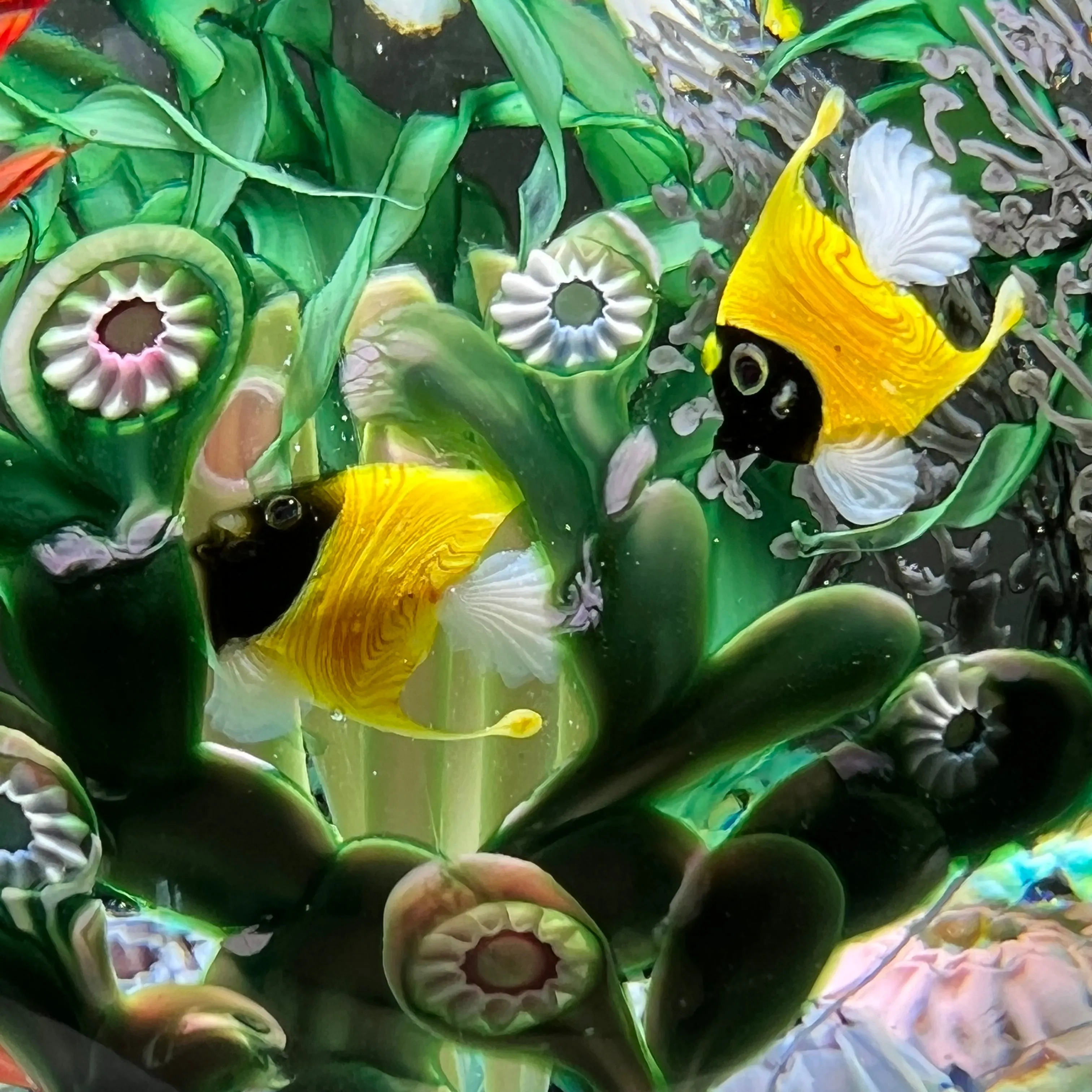 Steven Lundberg 1996 Huge Multilayered Torchwork Coral Reef Orb Glass Art Sculpture