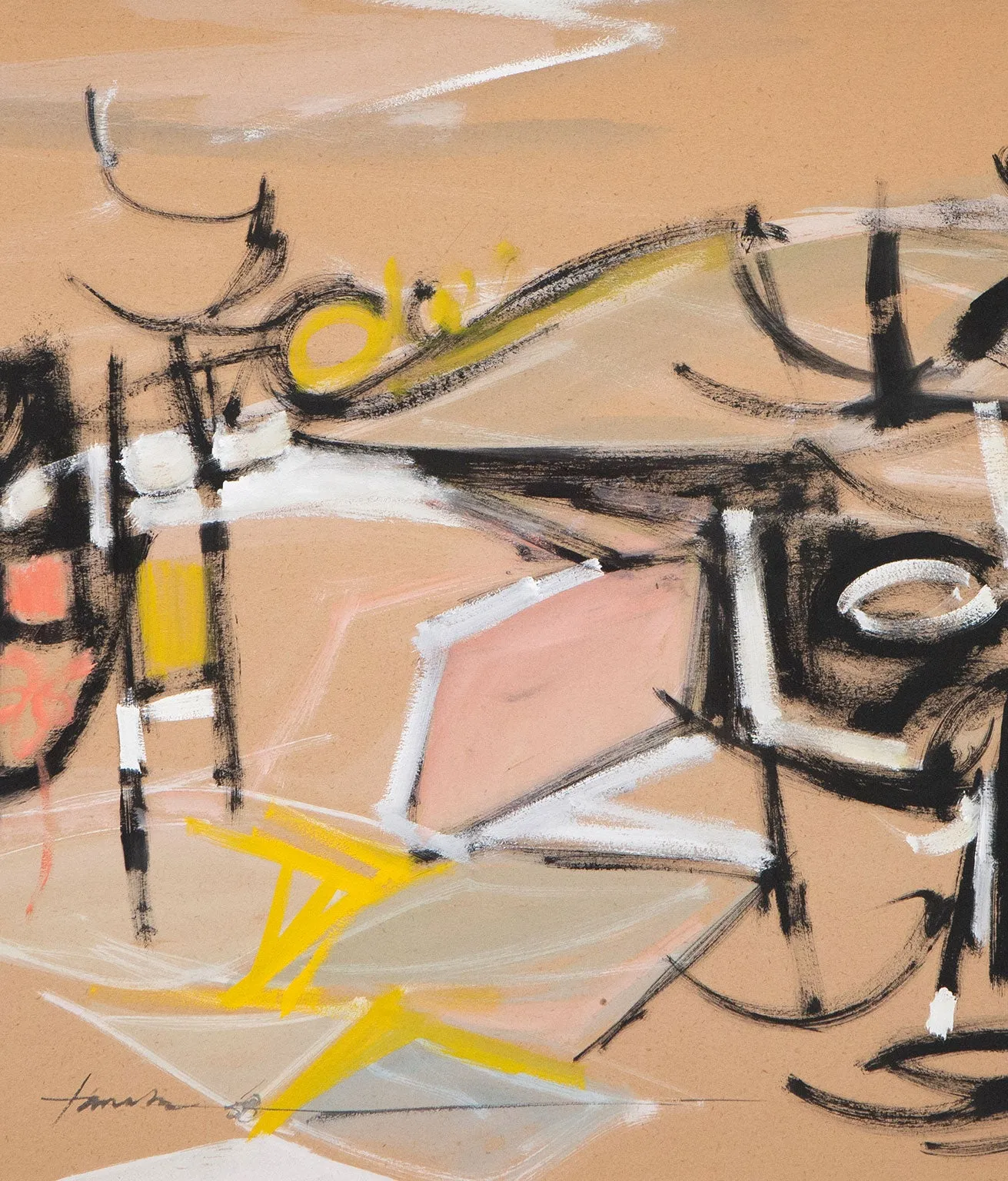 TAKAO TANABE "UNTITLED" CASEIN ON BOARD, 1958