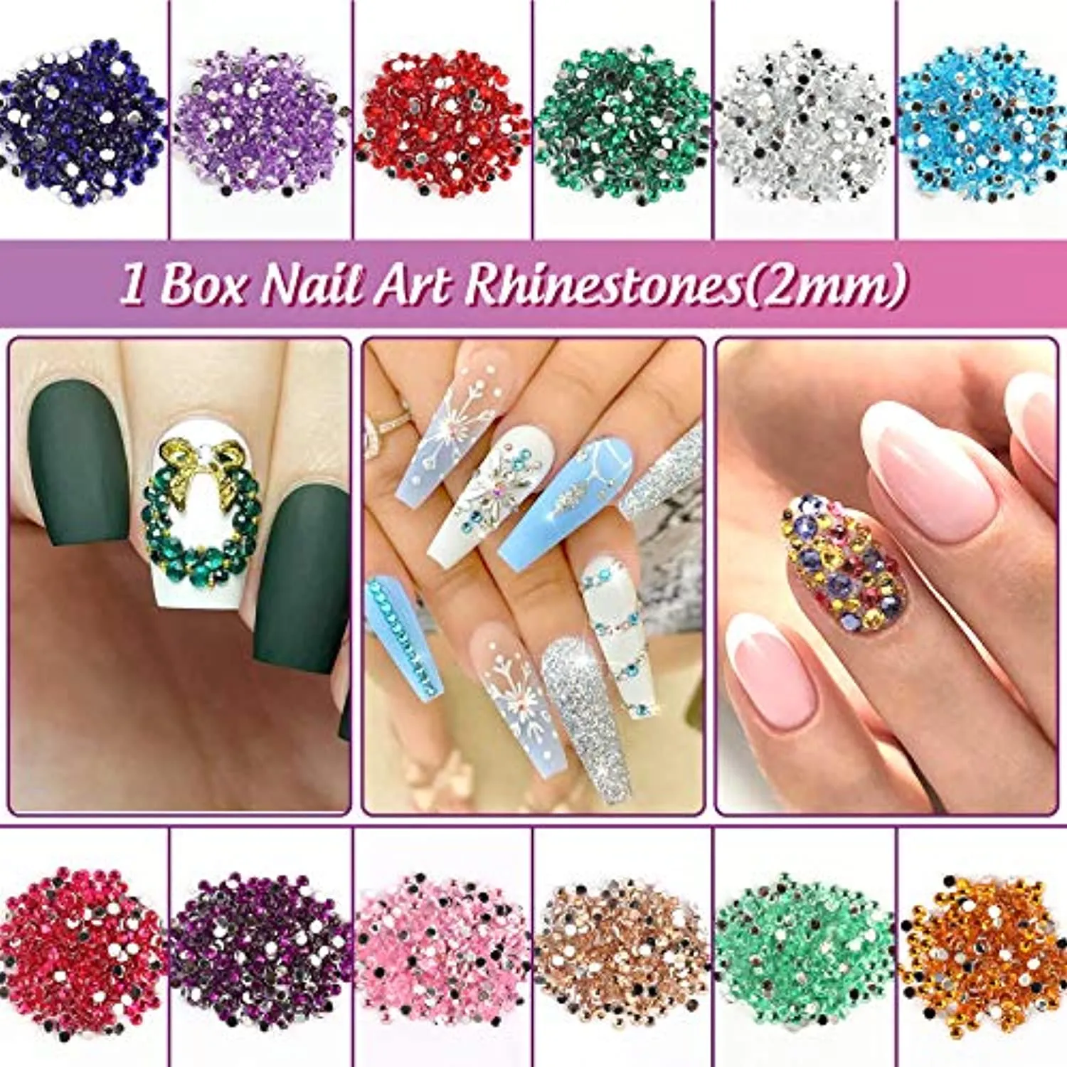 Teenitor Nail Art Decoration with 12 Sheets Nail Art Stickers for Nail Art , Butterfly Nail Foil Stickers, Nail Sequins and Rhinestones, Self-Adhesive Nail Sticker Decals for Nails Art Design