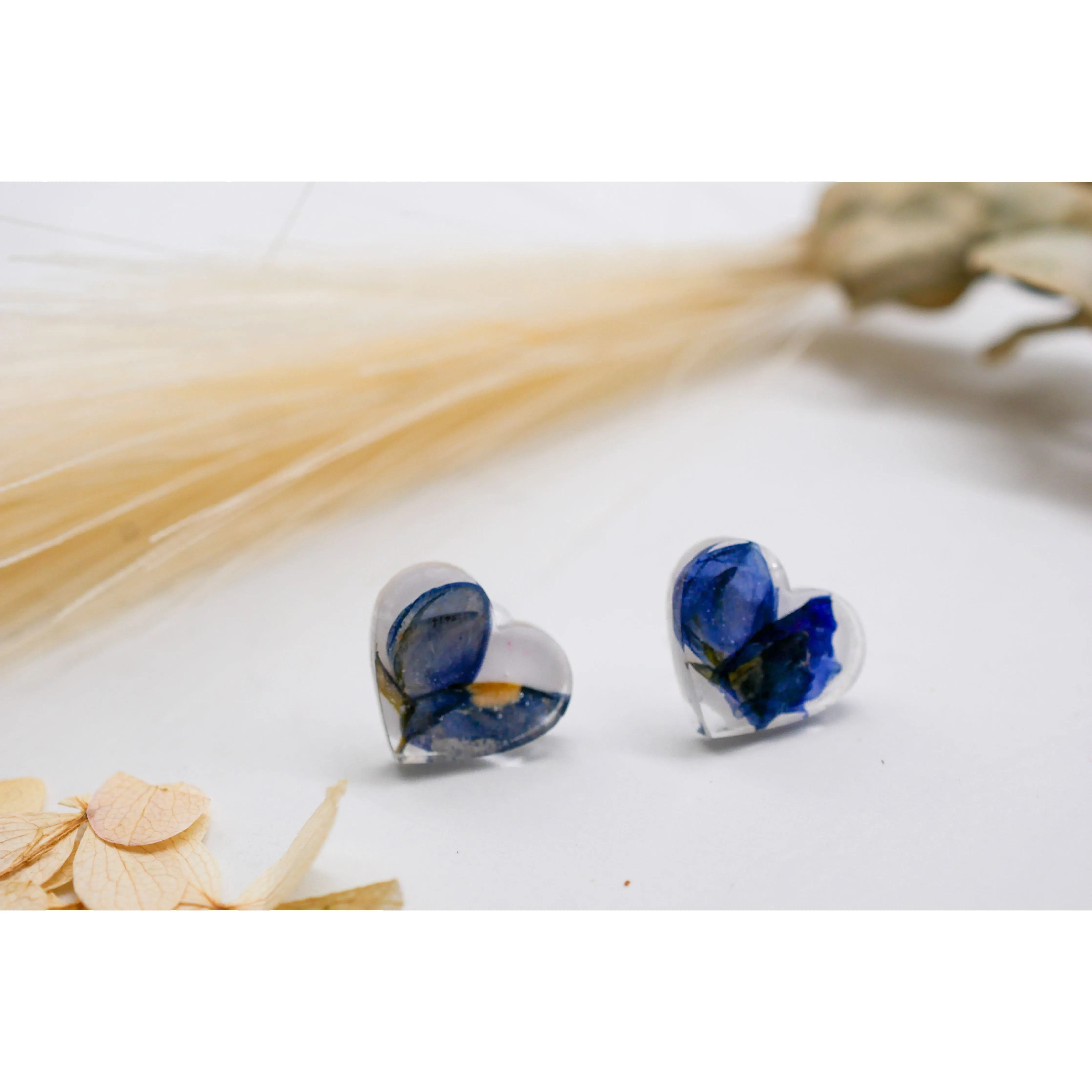 Texas bluebonnet heart studs