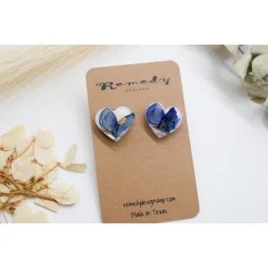 Texas bluebonnet heart studs