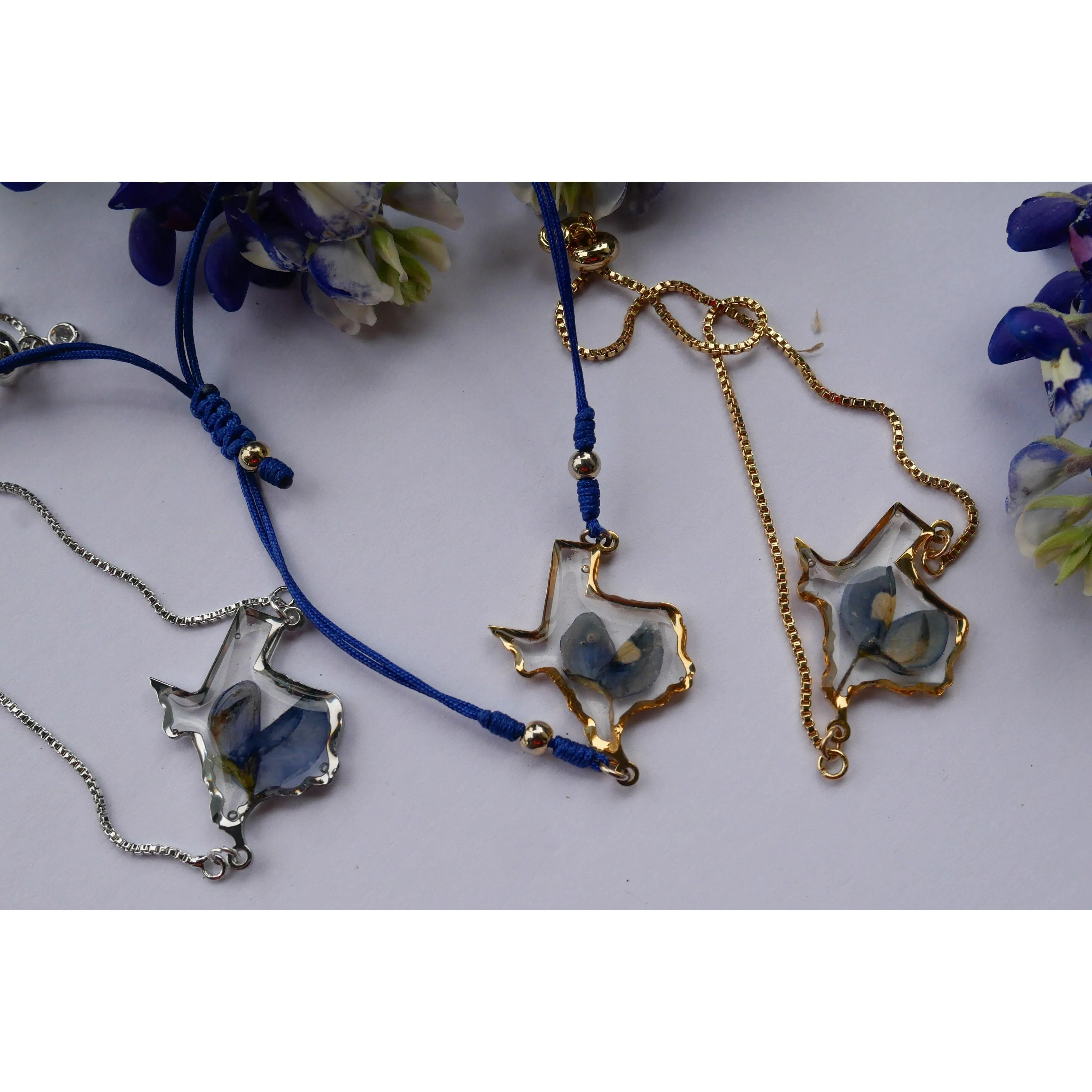Texas pressed bluebonnet bracelet