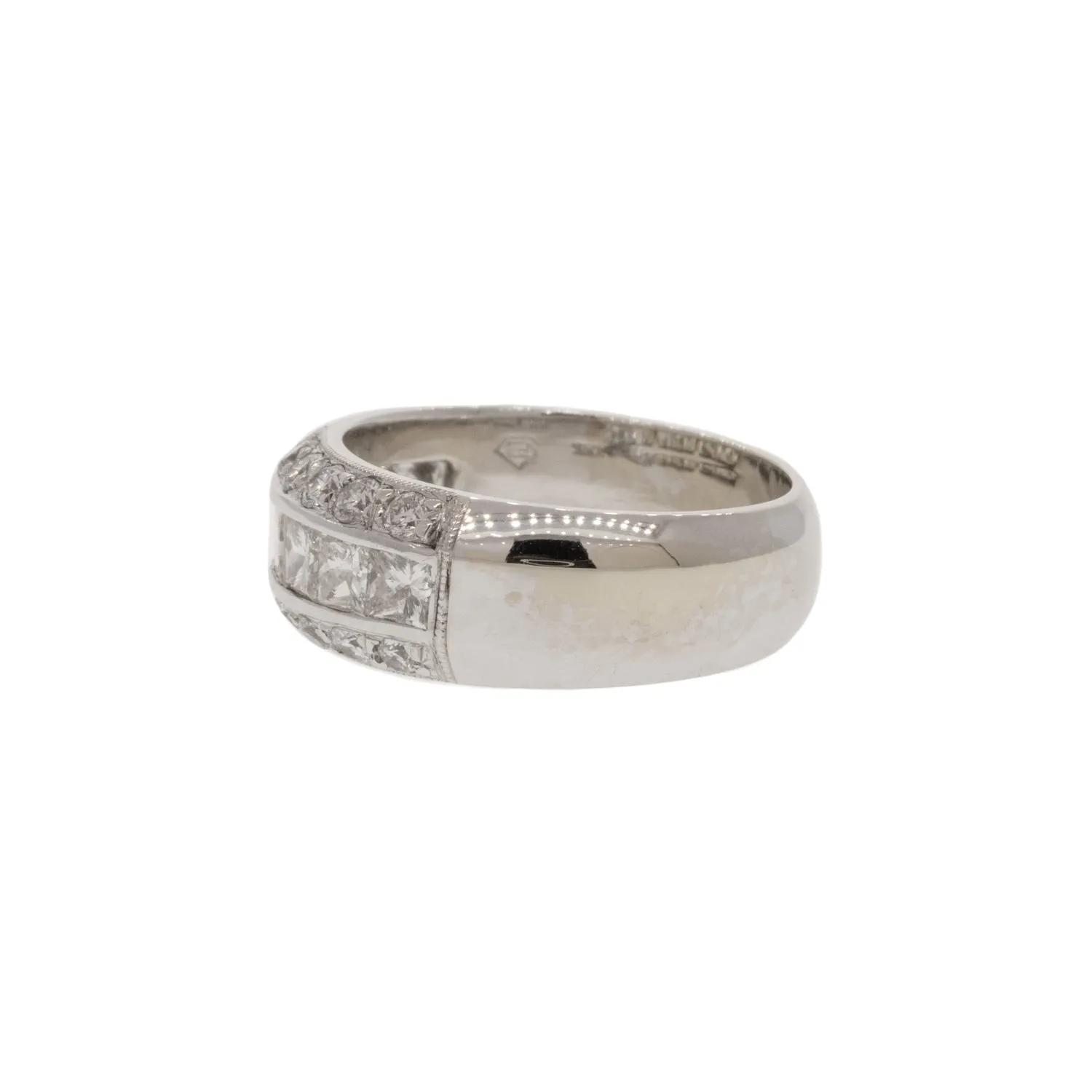 Three Line Round Brilliant and Princess Cut Diamond Ring