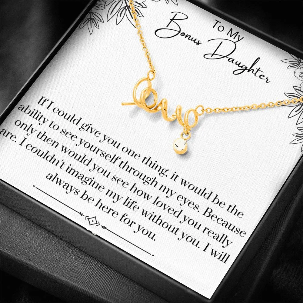 To My Bonus Daughter "Love" Necklace