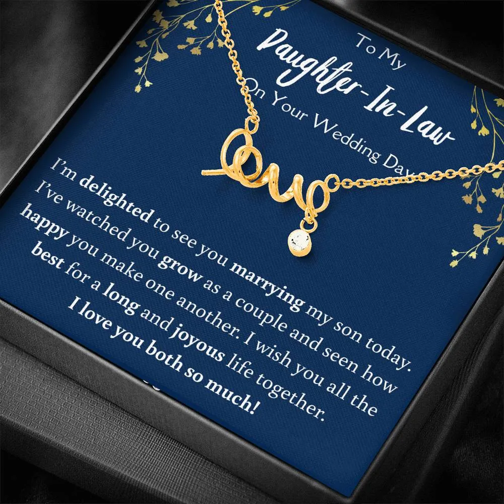 To My Daughter In Law On Your Wedding Day Love Necklace