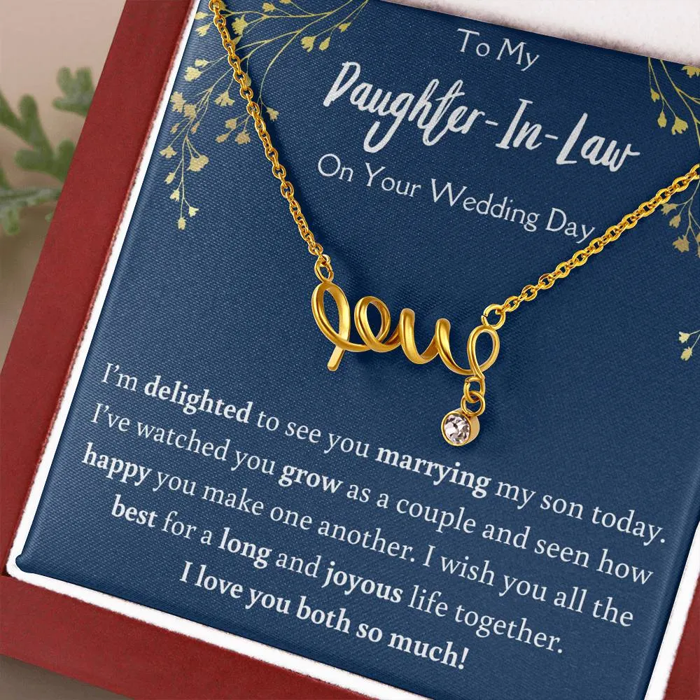 To My Daughter In Law On Your Wedding Day Love Necklace