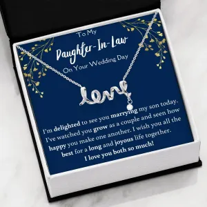 To My Daughter In Law On Your Wedding Day Love Necklace