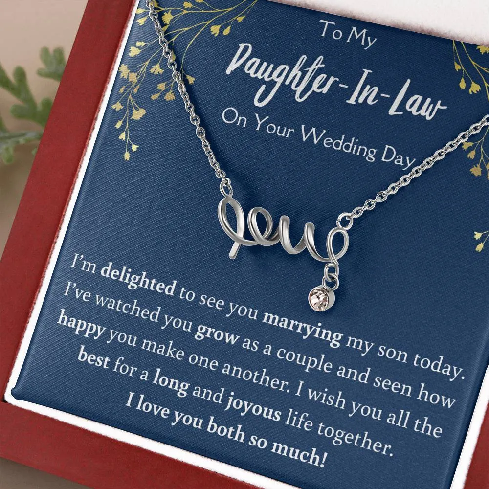 To My Daughter In Law On Your Wedding Day Love Necklace