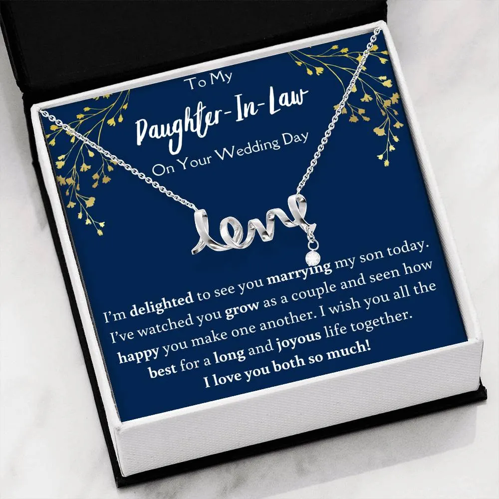 To My Daughter In Law On Your Wedding Day Love Necklace