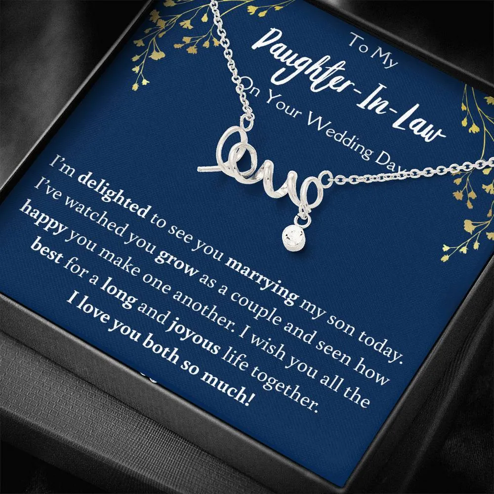 To My Daughter In Law On Your Wedding Day Love Necklace