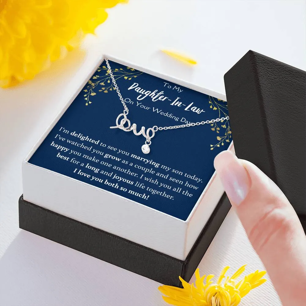 To My Daughter In Law On Your Wedding Day Love Necklace