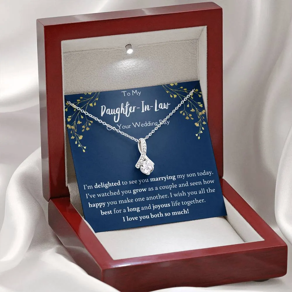 To My Daughter In Law On Your Wedding Day Ribbon Necklace