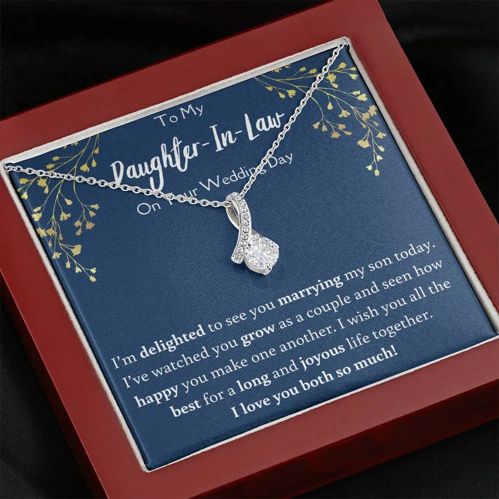 To My Daughter In Law On Your Wedding Day Ribbon Necklace