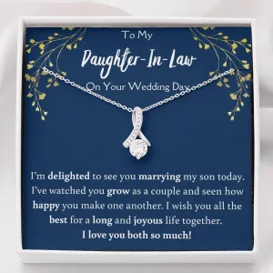 To My Daughter In Law On Your Wedding Day Ribbon Necklace