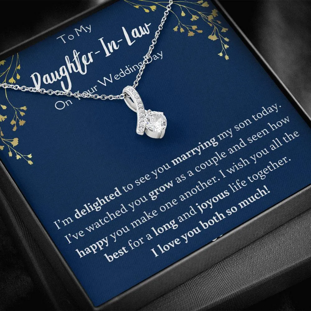 To My Daughter In Law On Your Wedding Day Ribbon Necklace