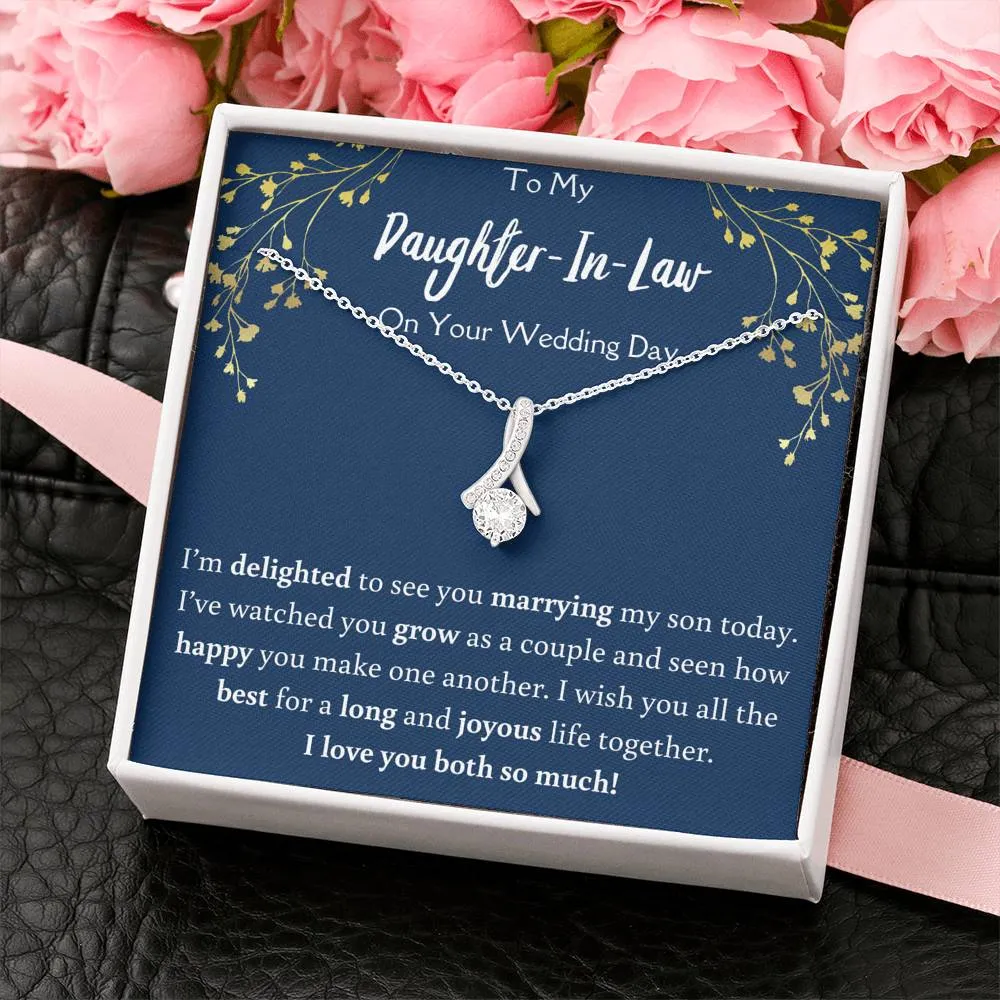 To My Daughter In Law On Your Wedding Day Ribbon Necklace