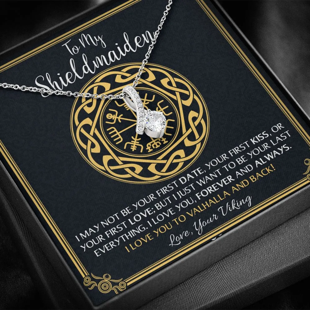 To My Shieldmaiden Love You to Valhalla And Back Alluring Beauty Necklace, Wife Gift, Girlfriend Gift, Viking Gift