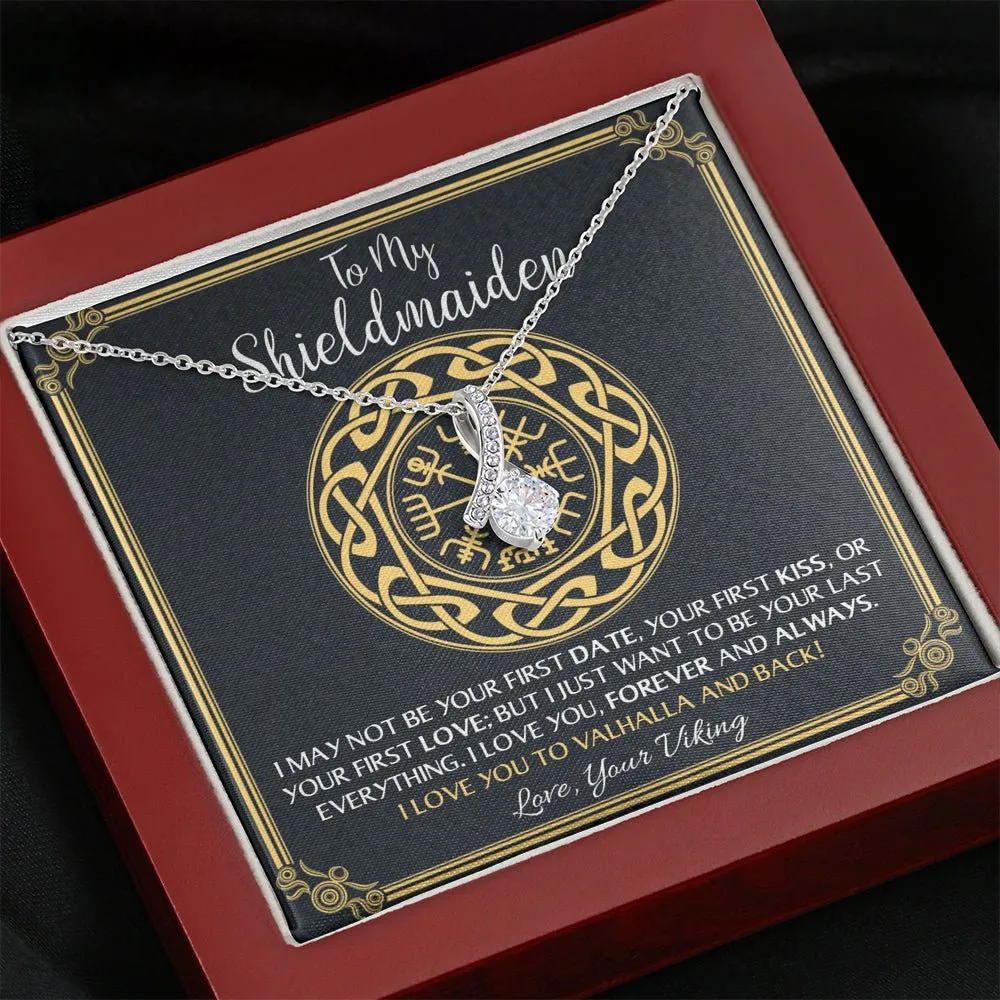 To My Shieldmaiden Love You to Valhalla And Back Alluring Beauty Necklace, Wife Gift, Girlfriend Gift, Viking Gift