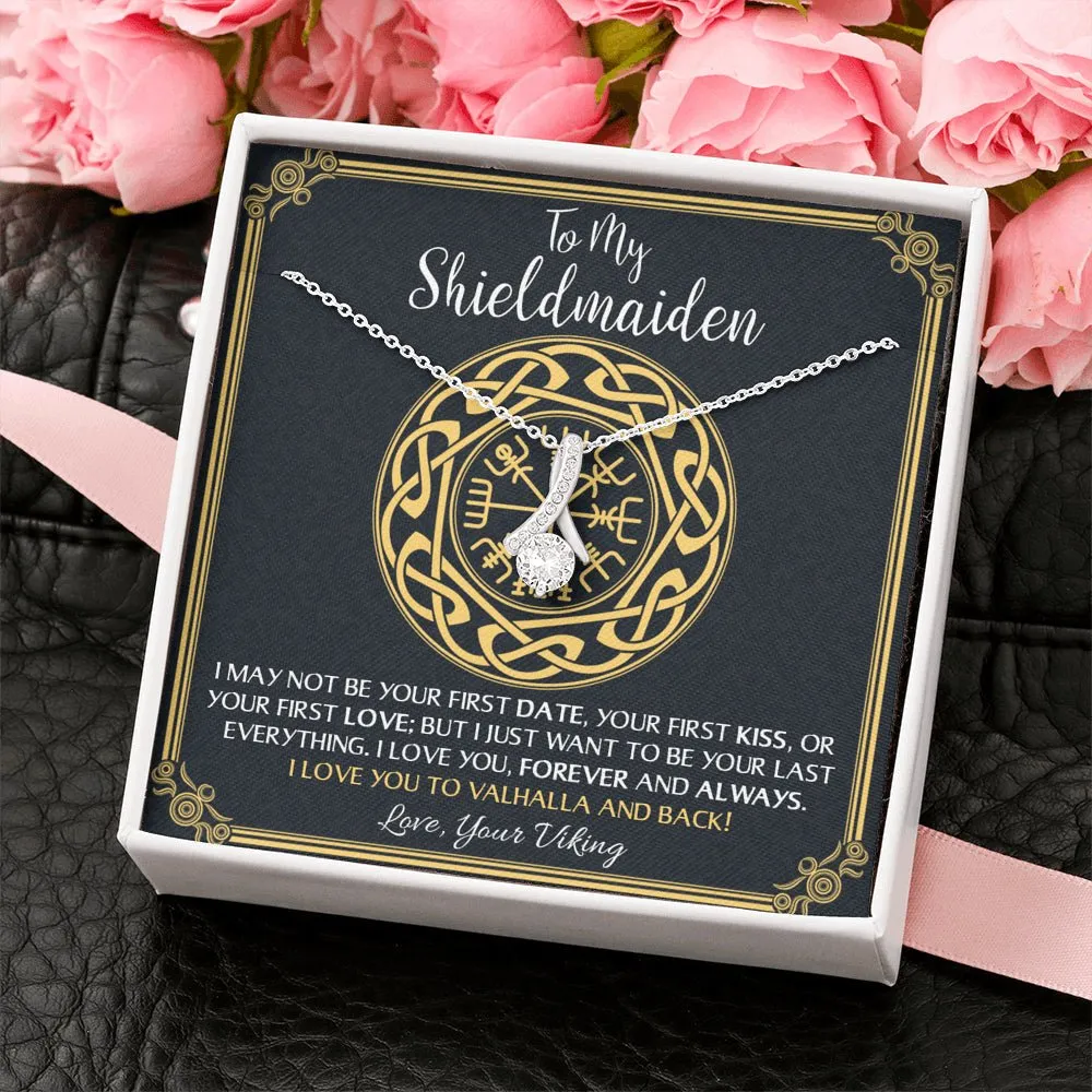 To My Shieldmaiden Love You to Valhalla And Back Alluring Beauty Necklace, Wife Gift, Girlfriend Gift, Viking Gift