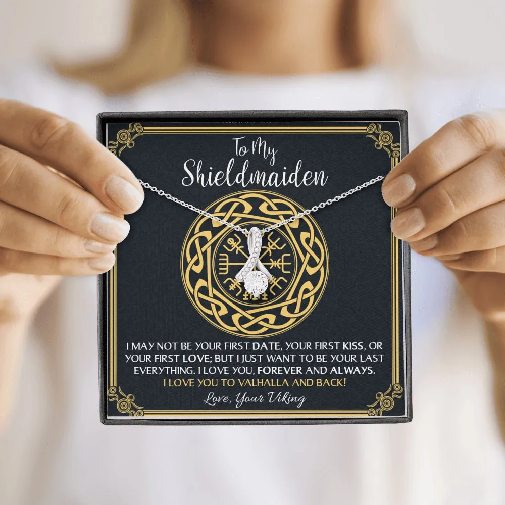 To My Shieldmaiden Love You to Valhalla And Back Alluring Beauty Necklace, Wife Gift, Girlfriend Gift, Viking Gift