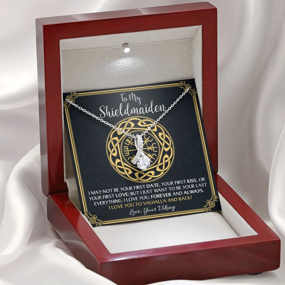 To My Shieldmaiden Love You to Valhalla And Back Alluring Beauty Necklace, Wife Gift, Girlfriend Gift, Viking Gift