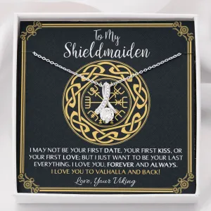 To My Shieldmaiden Love You to Valhalla And Back Alluring Beauty Necklace, Wife Gift, Girlfriend Gift, Viking Gift
