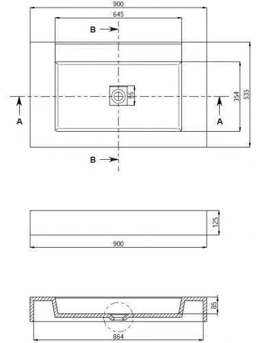 Toka Lite Solid Geometric Basin - 900mm - WM01-900