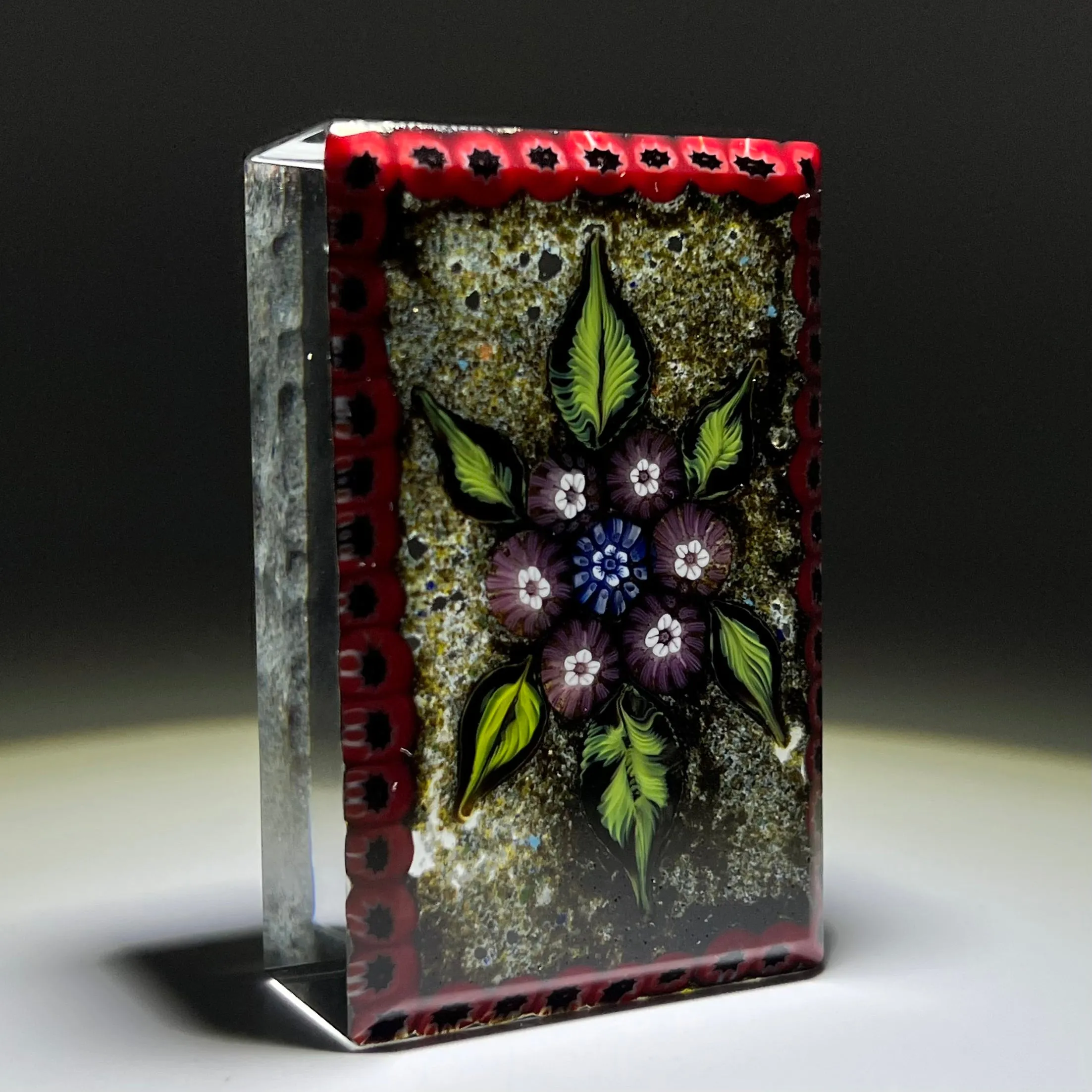 Tomasz Gondek 2020 Glass Art Paperweight Millefiori Nosegay Plaque With Millefiori Border