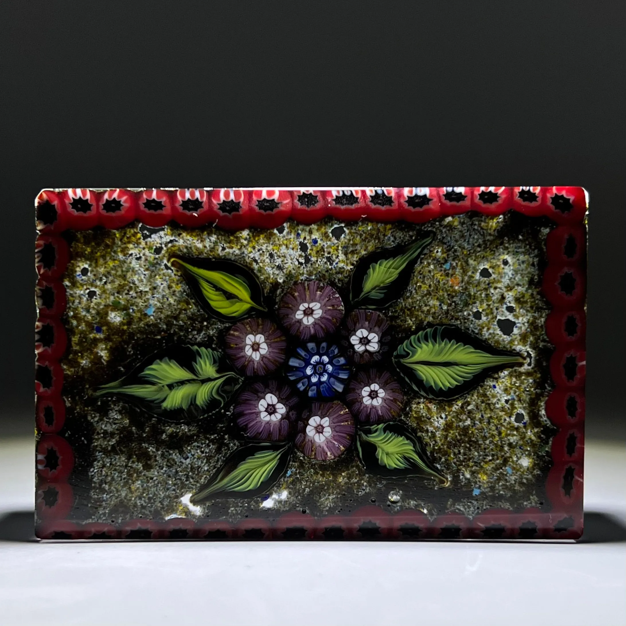 Tomasz Gondek 2020 Glass Art Paperweight Millefiori Nosegay Plaque With Millefiori Border